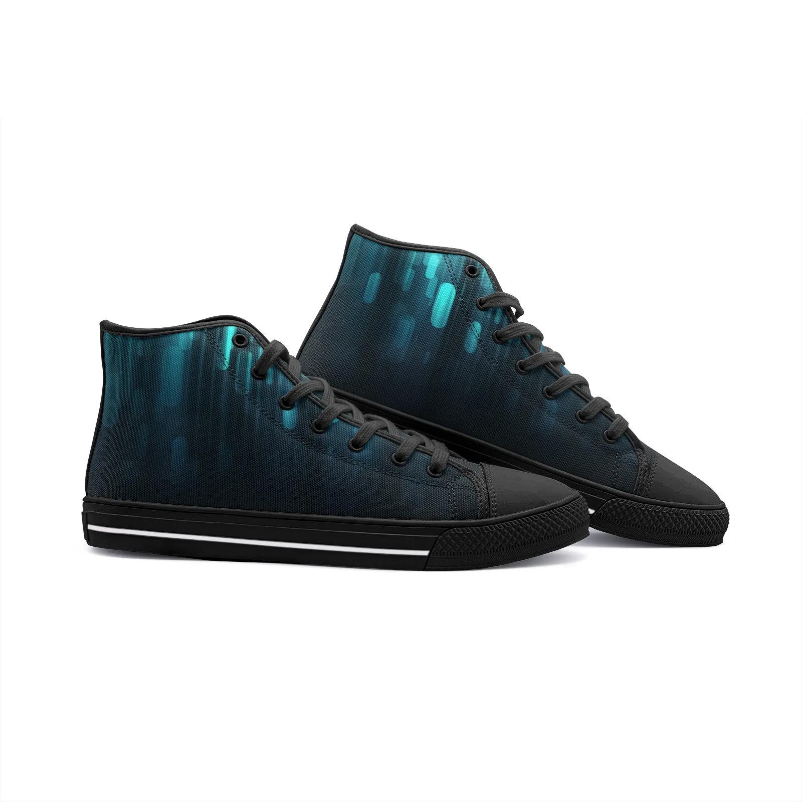 Blue Shapes Unisex High Top Canvas Shoes