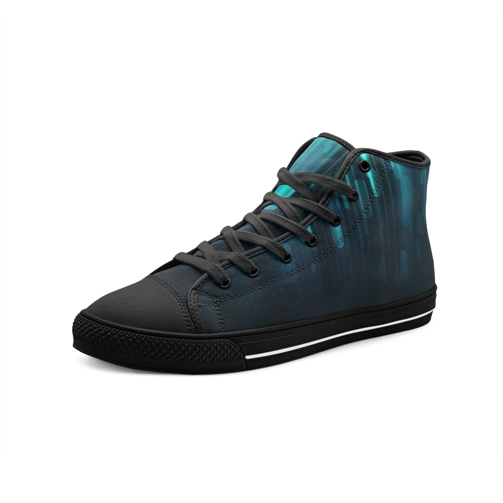 Blue Shapes Unisex High Top Canvas Shoes