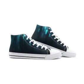 Blue Shapes Unisex High Top Canvas Shoes