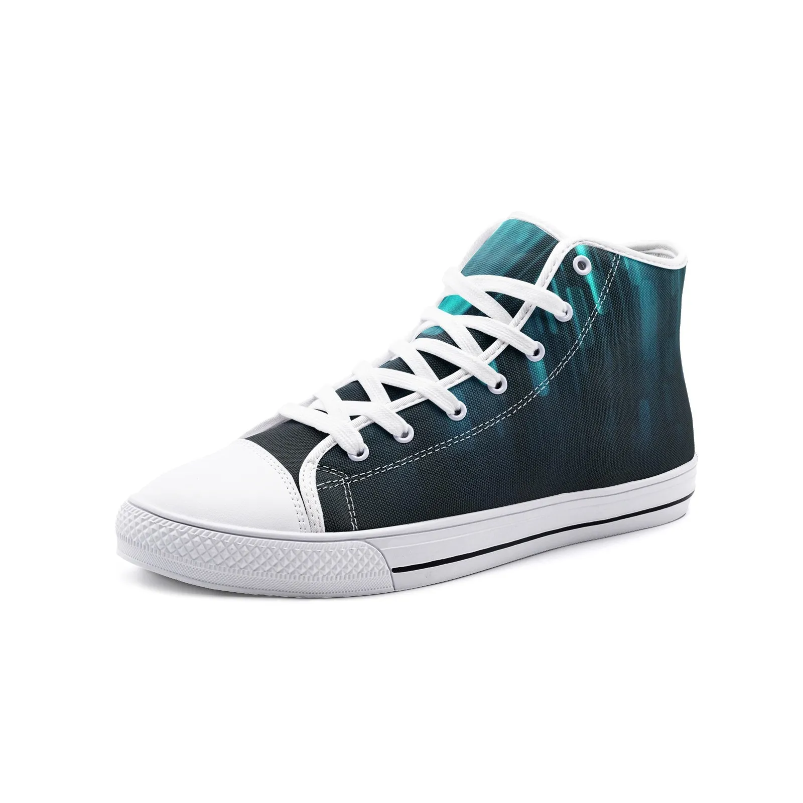 Blue Shapes Unisex High Top Canvas Shoes