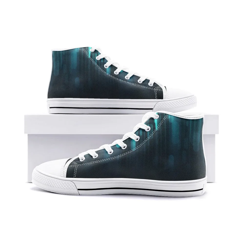 Blue Shapes Unisex High Top Canvas Shoes